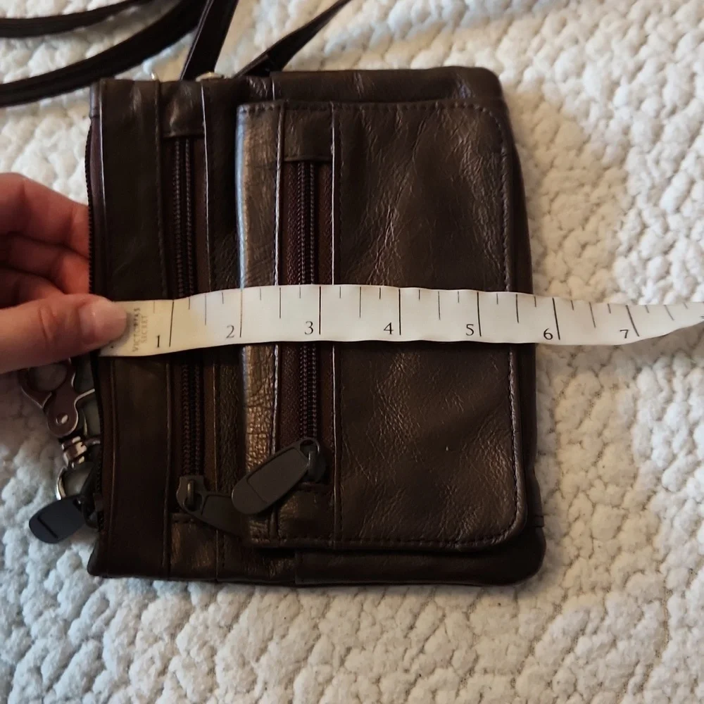 Mod Lily Chocolate Brown Faux Leather Multicompartment Crossbody Bag Resortwear